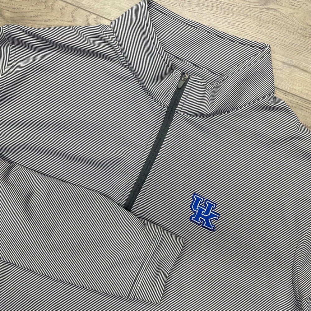 Peter Millar Perth Performance 1/4 Zip Men XL Gray Kentucky Wildcats Striped